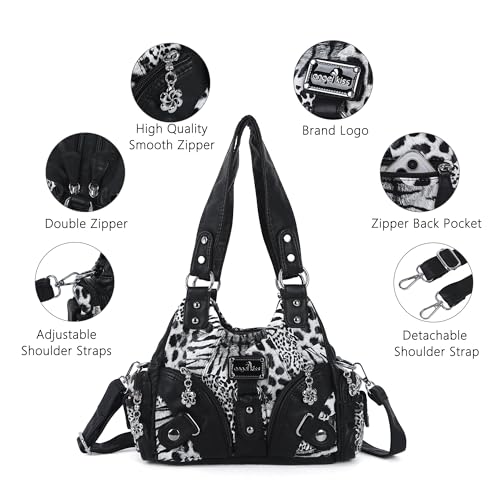 Image of Angel Kiss Purses for Women Small Hobo Shoulder Bags Vagen Leather Multi-Pocket Tote Bag with Zipper