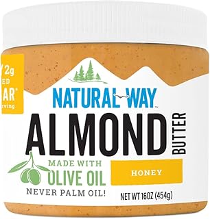 Natural Way Almond Butter, Honey, (1) 16 Ounce Jar - Made with Olive Oil, No Hydrogenated Oils, Non-GMO, Gluten Free