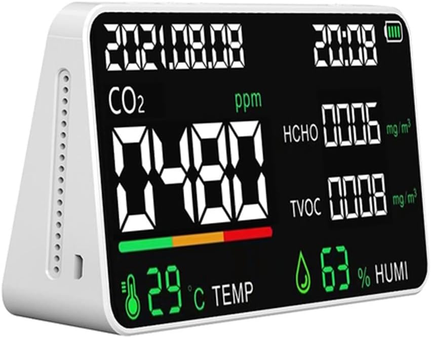 Carbon Dioxide Meter Multi-Function Monitor Intelligent CO2 Air Quality Detector Analysis Instrument(OneColor)
