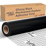 Frisco Craft Glossy Black Permanent Vinyl Sheets – Waterproof Adhesive Vinyl Roll, Home Decor, Silhouette, Decals, Signs, Indoor &Amp; Outdoor, Weather-Resistant, Diy Projects 12” X 30 Ft
