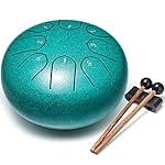 Steel Tongue Drum Percussion, 6 Inch 8 Notes Musical Instruments, Music Gifts for Family Friends (Malachite)