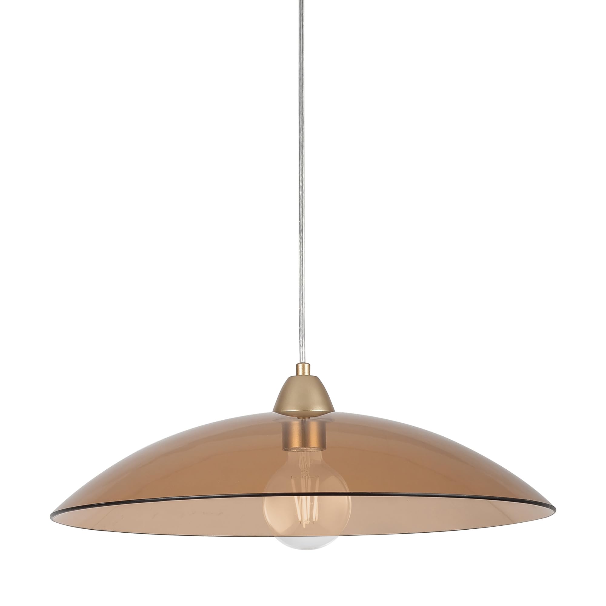 LEOLUX Alexander – Lampadario a Sospensione Moderno Ø50 cm – Design Minimal in Vetro – Attacco E27 LED – Ambra – Lampada da Soffitto per Cucina, Soggiorno e Tavolo da Pranzo