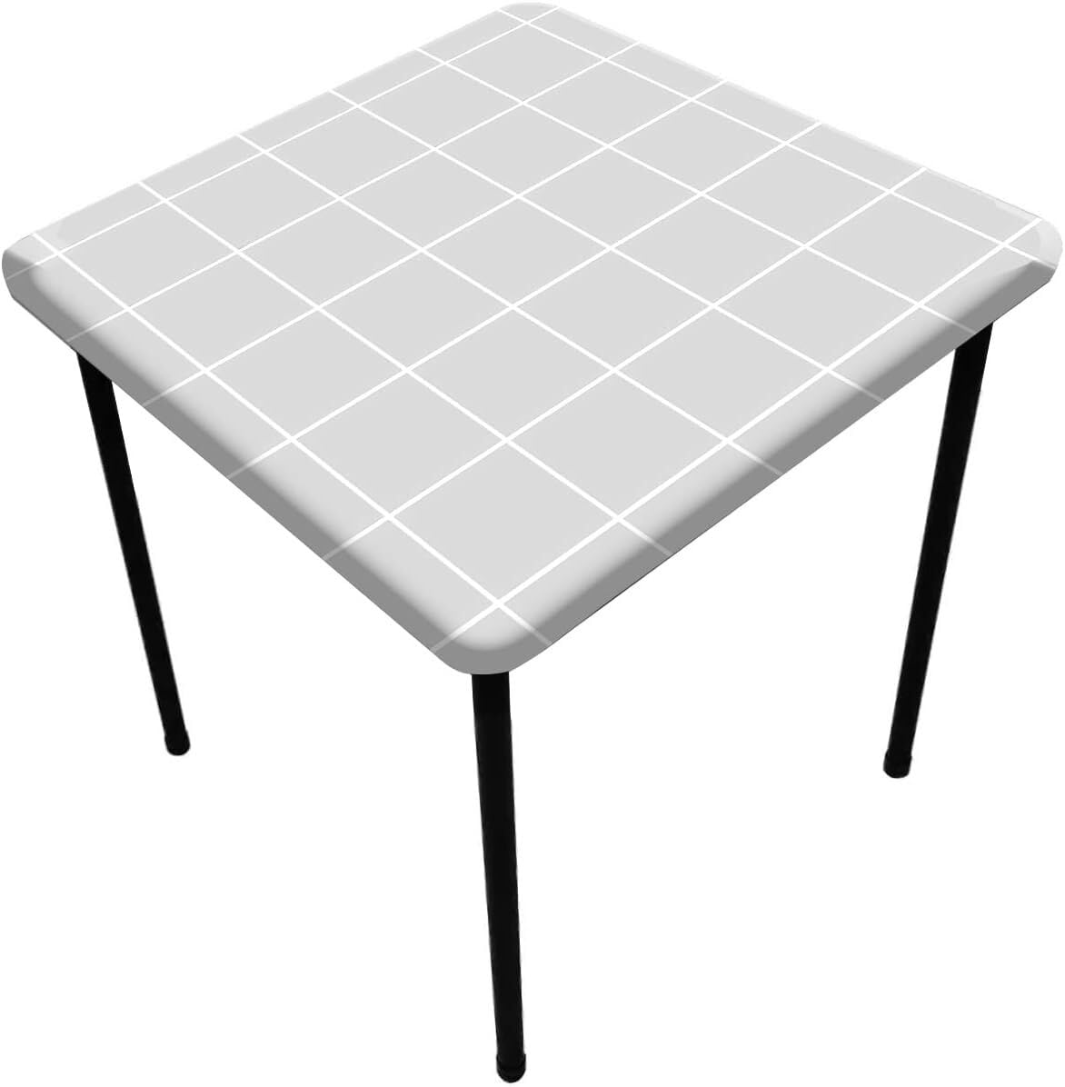 Nappe carrée vintage 48x48 en polyester lavable gris et blanc