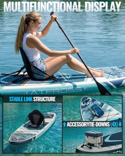 Image of 10'6''x33''Inflatable Stand Up Paddle Board, 400lbs Extra Wide Stand Up Paddleboard with Kayak Seat, Anti-Slip EVA Deck Premium SUP Accessories Kit, Non-Slip Stable Deck Boat