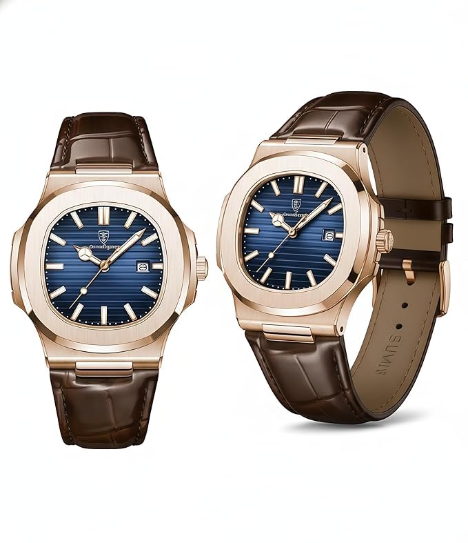 Image of Men's Analog Dial Watch with Date Feature | Formal & Casual Watch | 30 Meter Water Resistant | Strong Luminous Durable Silver Strap | Adjustable Butterfly Buckle | Quartz Movement Wristwatch