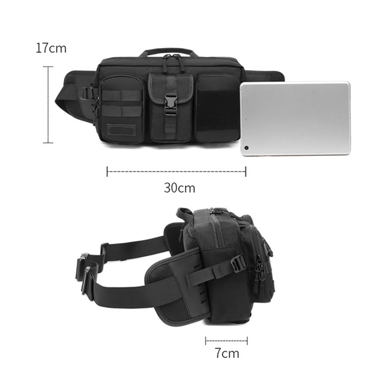 Tactical Fanny Pack for Men,Military Waist Bag with Adjustable Strap,for Hiking Climbing Fishing Cycling Hunting (Brown)