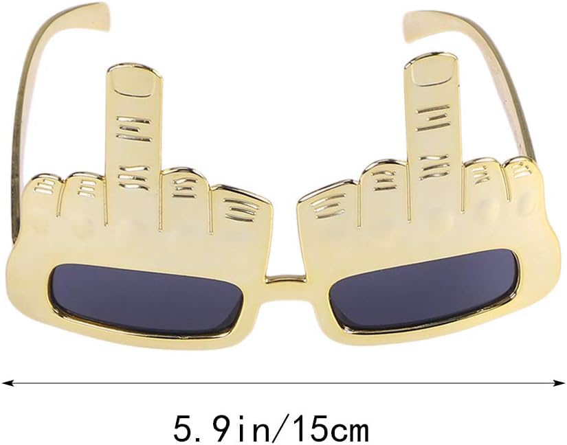 SquarezhenBo Golden Party Sunglasses with Finger Novelty Funny Eyeglasses for Halloween Masquerade Party Props Party Headwear - Image 2
