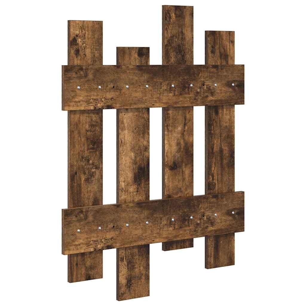 Wandgarderobe aus Holzwerkstoff 60 x 3 x 82 cm Rauch-Eiche mit Haken und Regalen für Flur Eingangsbereich und Wohnzimmer