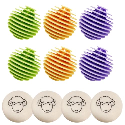 ZEPIQOR 10 bolas de lavado para chaquetas de plumón, Bolas de Lana para Secadora Juego de 4-100% Lana de Oveja Ecológica - Ropa Suave y Esponjosa - Ahorra Energía - Ideal Para Plumón