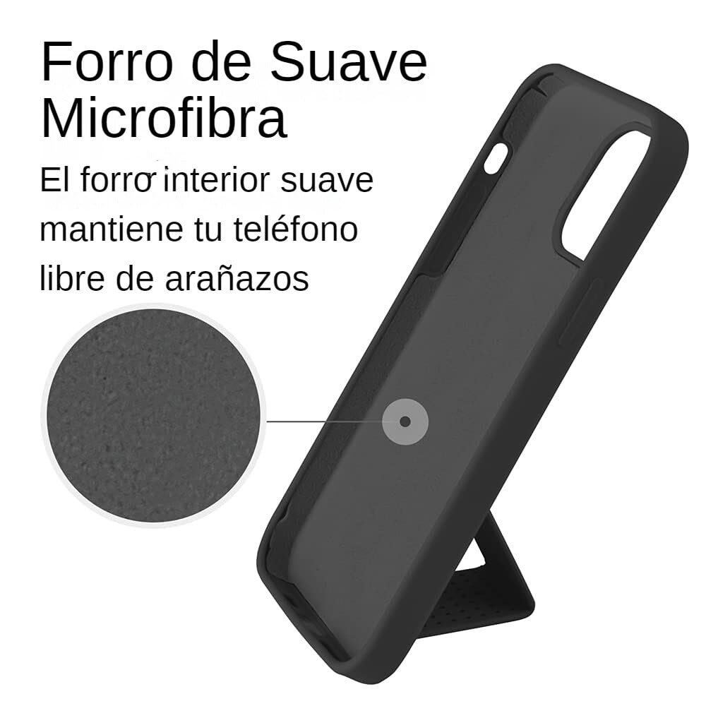 LAUDTEC Funda Silicona para iPhone 13 Pro,Soporte Invisibles con Apoyo Vertical y Horizontal,Material de Silicona es Suave y Respetuoso con la Piel,[Grado Militar Protección]Carcasa Anti-caída,Negro.