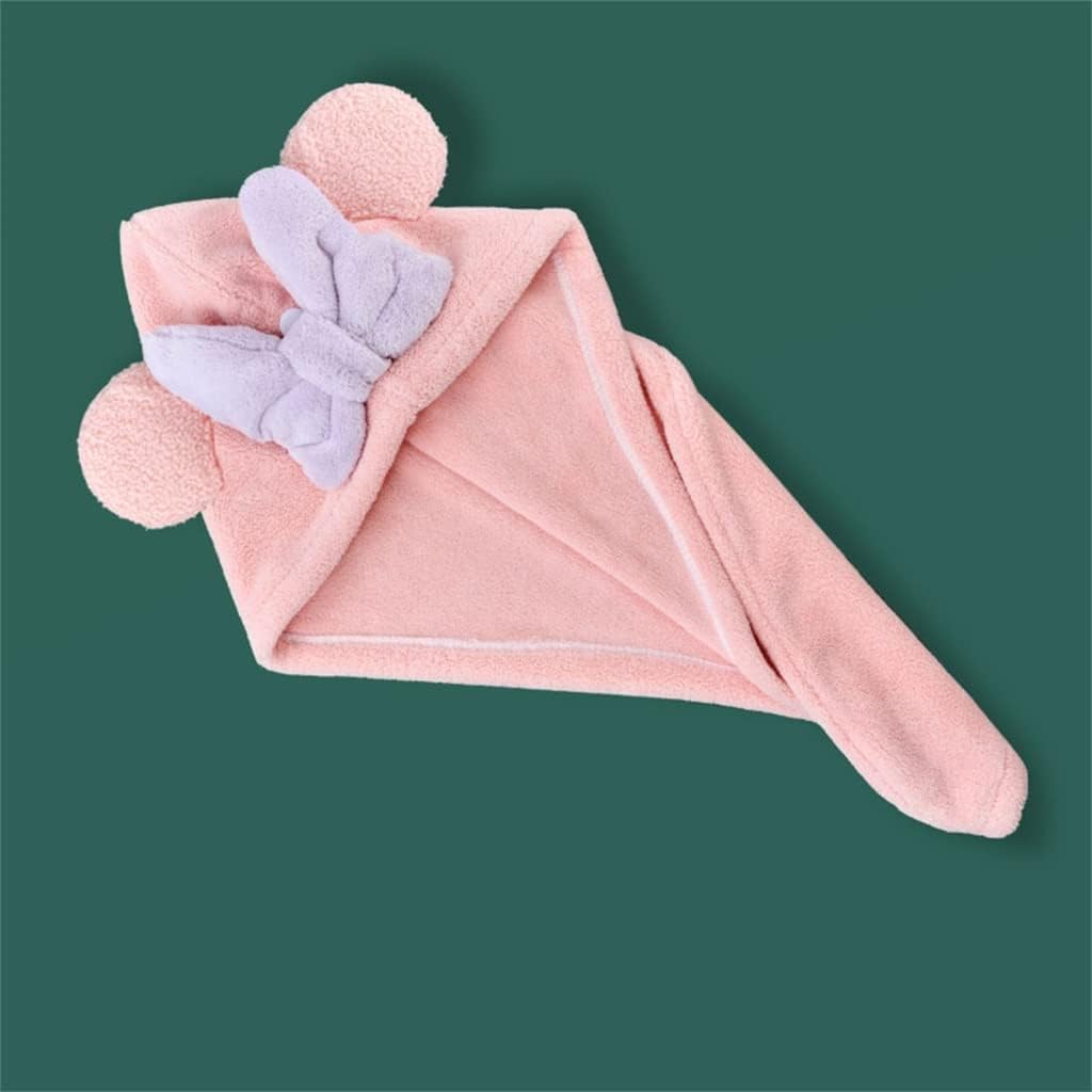 Hair Drying Cap Strong Water Absorbent Quick-Drying Shower Cap Turban Cute Shampoo Dry Hair Towel(D)
