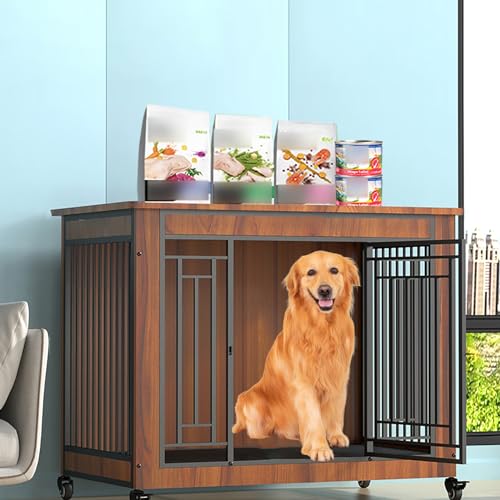 OIFAODAO Jaulas para Perros， Casa Pesada for Mascotas for Perros de Estilo Familiar, estación TV, Jaula for Casas for Muebles Interior, Metal for for