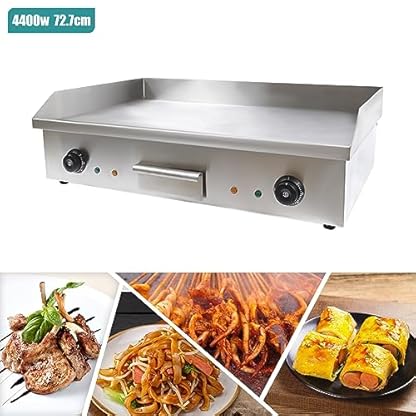 4400W Elektro Grillplatte, Elektrogrill, antihaftbeschichtete, separate Temperatureinstellung, Plancha Elektrogrill, Griddleplatte Bratplatte, für Fleisch Fisch und Gemüse – Bild 4