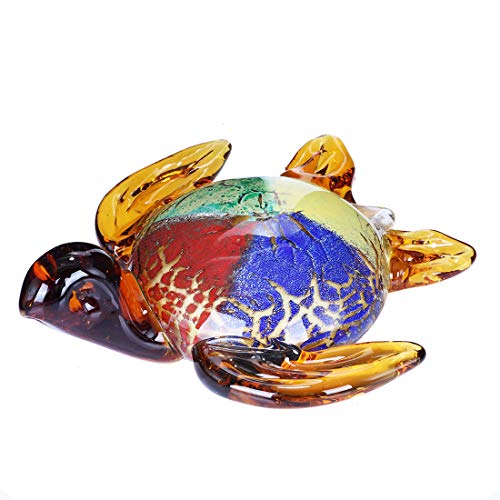 H&D - Figura Decorativa de Cristal soplado Hecha a Mano, diseño de Animales, decoración Moderna para el hogar, Vidrio, Tortuga Colorida