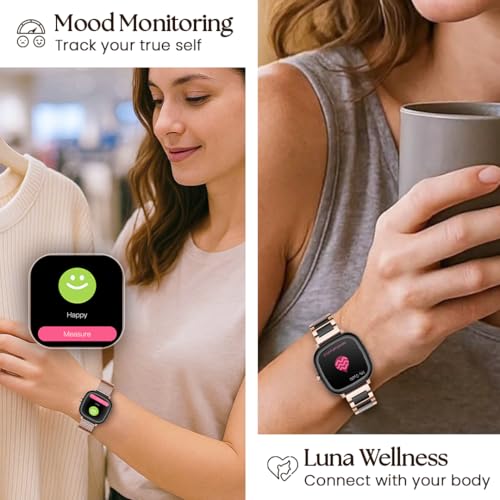 Image of Titan AiRA 1.70 inch AMOLED Metal Case Square Display Smart Watch with Silicone Strap Stress Monitoring, 1000 Nits, Functional Crown, AI Enabled, IP68 Water Resistant Upto 7 Days Battery Life- Pink