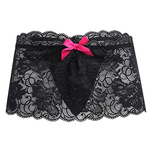 ABAFIP Men Sissy Skirted Panties Lace Thongs Sheer Mesh G-string Underpants Crossdressing Lingerie Underwear