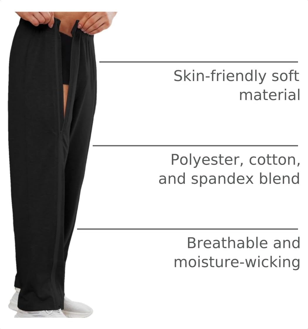 Deyeek Mens Tear Away Full Zipper Legs Open Bottom Sweatpants Post Surgery image 4