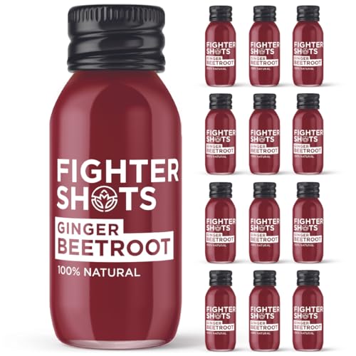 Fighter Shots Ingwer + Rote Beete (12x60ml) | 100% Natürlich | Morgen/Post Workout Muntermacher | Keine Konservierungsstoffe | Frische & Feurige Rote Beete und Ingwer Shots