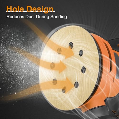 Image of 100PCS 5 Inch Sanding Discs, 8 Hole Hook and Loop 320 Grit Sandpaper, Round Sand Paper for Random Orbital Sander
