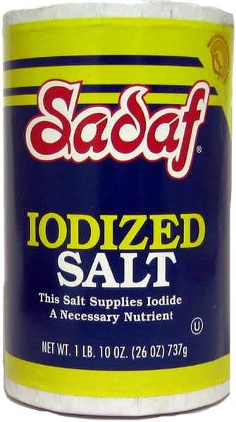 Sadaf Iodized Salt - Table Salt Iodized for Cooking and Baking - Iodine Salt Kosher - 26 Oz
