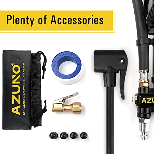 Azuno Bike Tire Inflator With Pressure Gauge - Easiest Use With Both Presta And Schrader Bicycle Pump Valves #TOP4