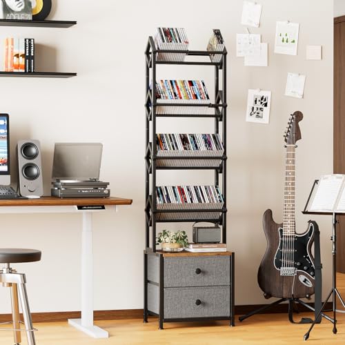 image for Epouseter CD Storage Rack with Drawers, 5-Tier Media Organizer DVD Sto