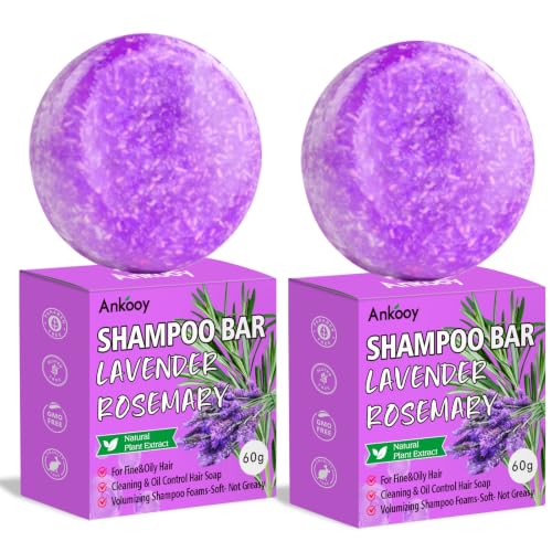 2 Pack Lavender&Rosemary Shampoo Bar for Hair Growth,Deep Cleansing for Scalp Hair Loss Shampoo...