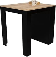 Vista 5 de Kitchen Counter Dining Table,Two Legs, Three Side Shelves Black, Pine