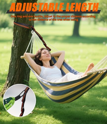 2er Pack Hängematte Befestigung, 3 m x 2,5 cm Hängematten Aufhängung, mit 10 Schlaufen, Hängematten Befestigung mit 2 Hakenkarabinern + Aufbewahrungstasche, Schaukel Befestigung für Camping max 300 kg