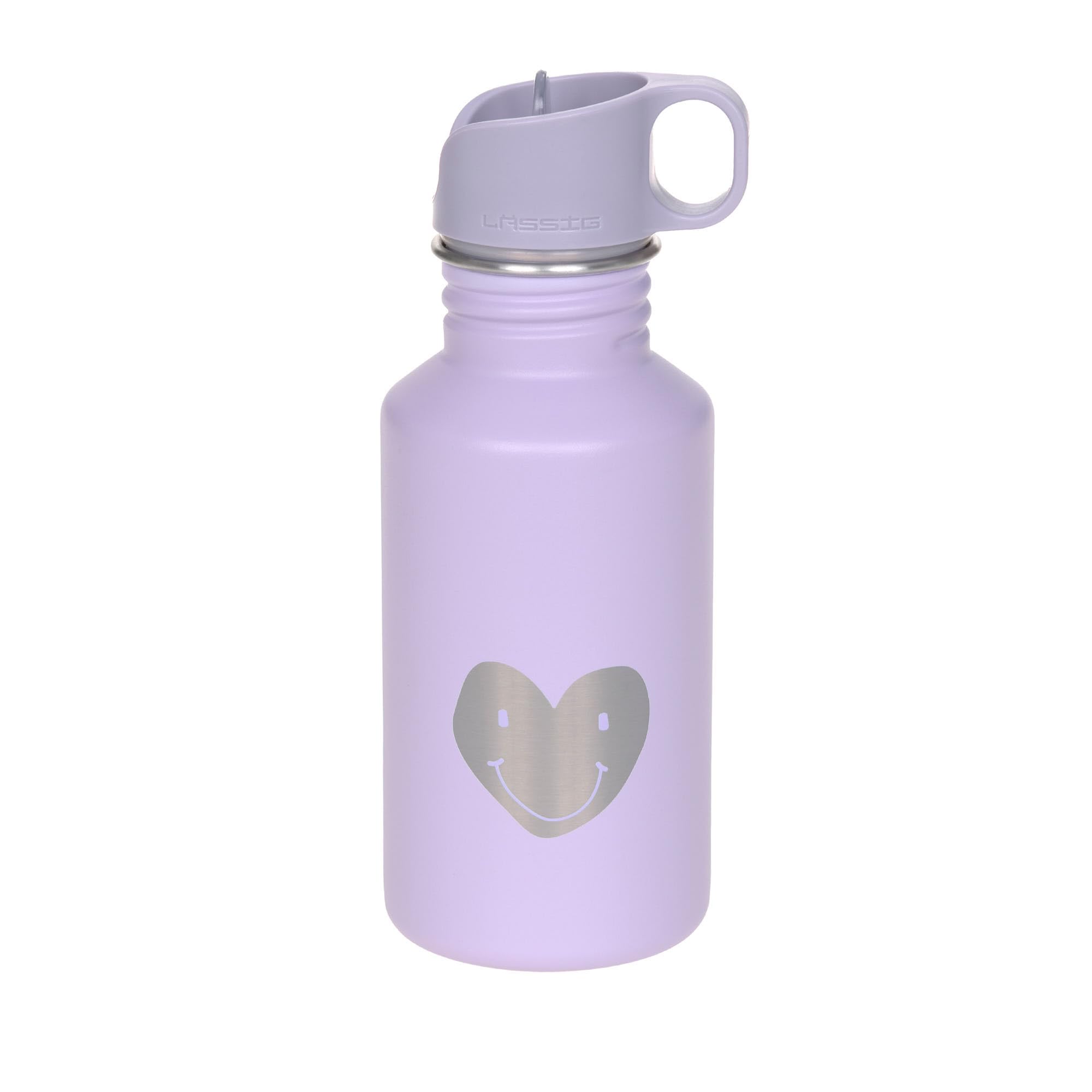 LÄSSIG Trinkflasche Edelstahlflasche BPA-frei 500ml Kinder Kita Kindergarten auslaufsicher mit Sporttrinkverschluss/Bottle Stainless Steel Little Gang Heart lilac