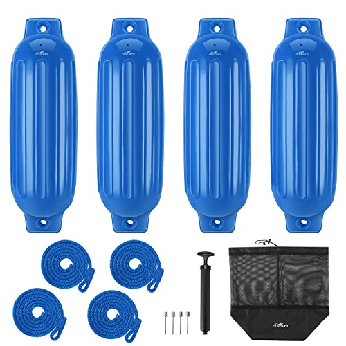 Image of Affordura Boat Fender 4 Pack Boat Bumpers Fenders with 4 Ropes