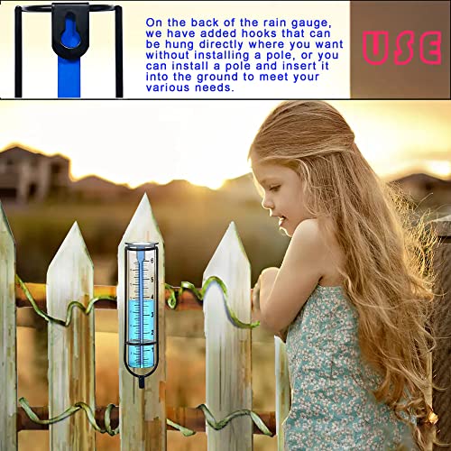 Biuwing Rain Gauge, Glass Rain Gauge Outdoor, Rain Gauges For Yard With Stake Best Rated, Decorative For Garden, Deck, Lawn, Landscape (Black Rain Gauge) #TOP4