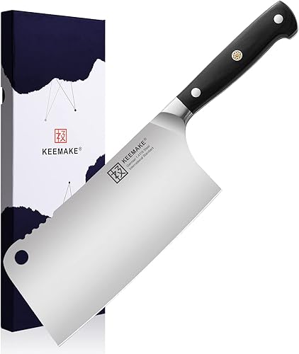 KEEMAKE Cuchillo de carnicero de 7 pulgadas, cuchillo de carnicero con acero inoxidable de alto carbono 1.4116, cuchillo de carnicero resistente con