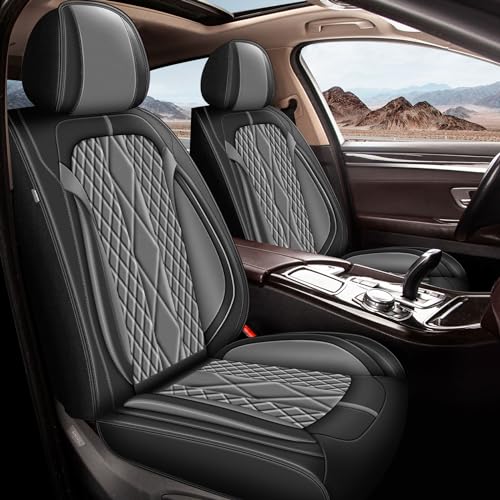 JIAMAOXIN Car Seat Covers for Nissan Frontier 2009-2024: 5 Seat Full Set Faux Leather Seat Covers, 5 Seat Full Set, Black & Grey