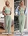 Ekouaer Womens 4 Piece Lounge Sets Ribbed Knit Crop Tank Top and Shorts Pants Casual Outfits Light Green