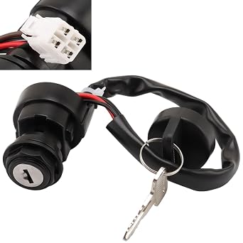 Replace 5ND-82510-00-00 YINNCKE Ignition Key Switch Fits for Yamaha Grizzly 400 450 YFM400 YFM450 Kodiak 400 450 2WD 4WD Wolverine 450 YFZ450 5ND-82510-01-00 5TG-82510-00-00 5TG-82510-01-00