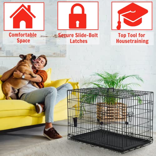 Large Dog Crate Kennel 48 Inch Metal Wire Dog Crate, Double-Door Folding Indoor and Outdoor Pet Dog Crates Dog Kennel… - Image 3
