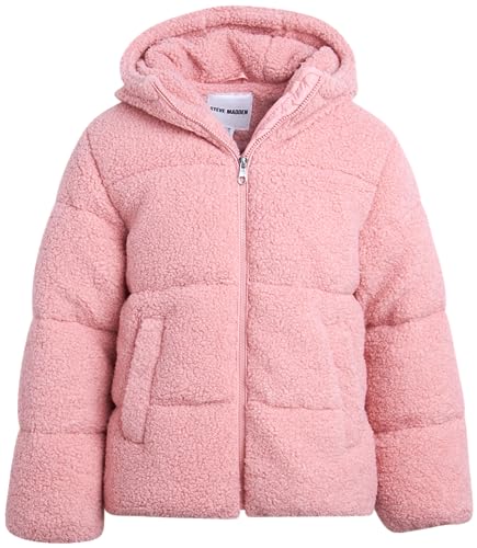 Steve Madden Girls' Winter Coat - Sherpa Fleece Quilted Puffer Coat - Heavyweight Fleece Jacket for Girls (4-16)