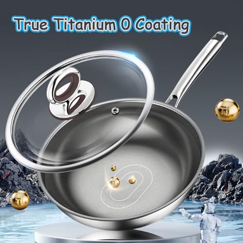 Wok titanium con tapa 11.02 pulg sin revestimiento antiadherente miniatura 2