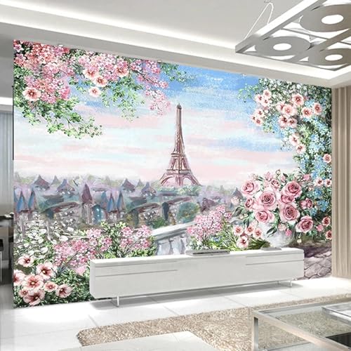 Salon canapé peinture murale fleurs pour masquer mur vide