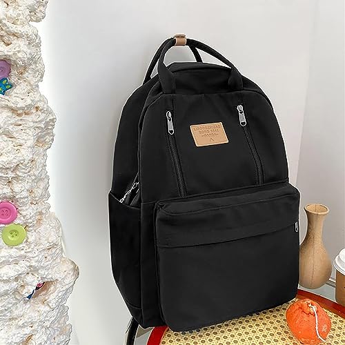 Schoolbag Female College Students Simple Senior Sense High School High School Students Small 𝐂rescent (Black, One Size)4