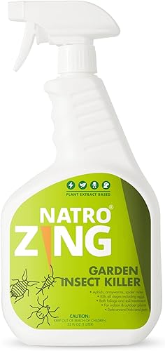 NatroZing Mata insectos de jardín de 11 onzas, control de plagas para plantas en interiores y exteriores, mata pulgones, cochinillas, ácaros y