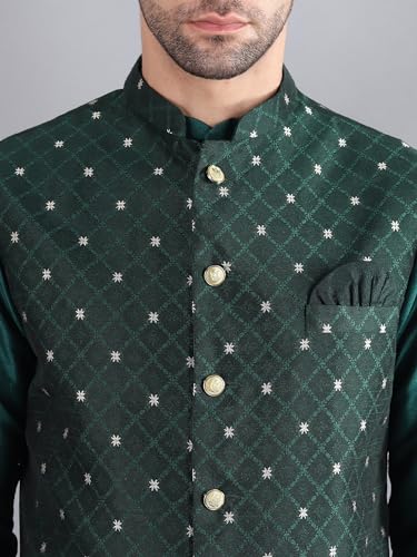 Image of Uri and MacKenzie Men's Silk Blend Kurta Pajama with Designer Ethnic Nehru Jacket /Modi Jacket