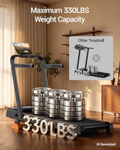Image of Walking Pad Treadmill with 17% Incline,Foldable Treadmill with Handles