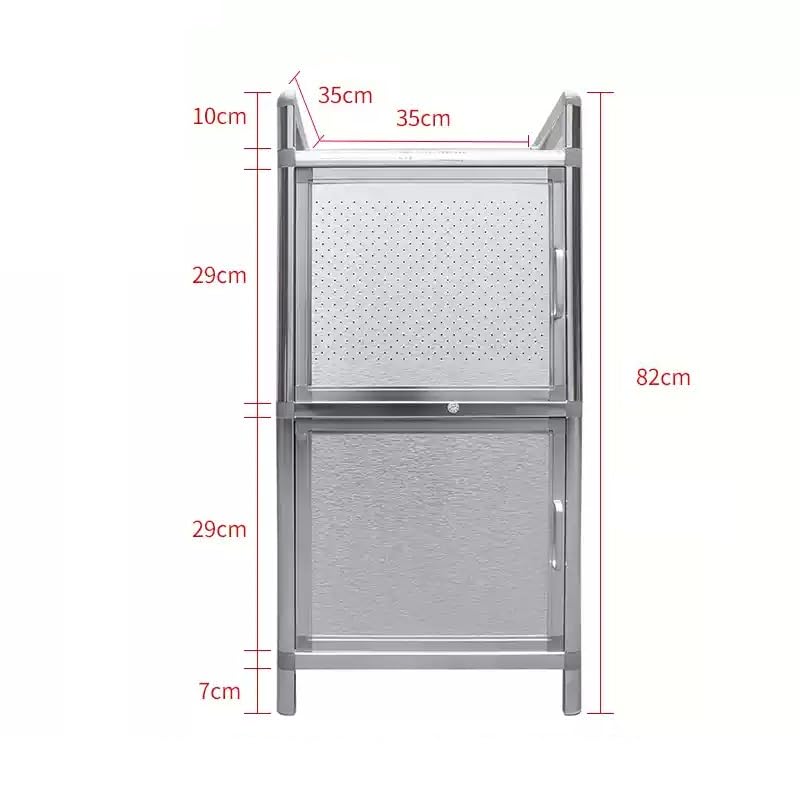 Küchenschrank aus Edelstahl, 2-5 Etagen, wasserdicht, mit Türen, freistehend, für gewerbliche Büros (35 x 35 x 82 cm)