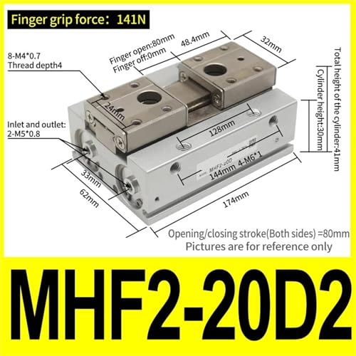 Pince pneumatique à profil bas MHF2-20D2 cylindre de guidage précis - 3