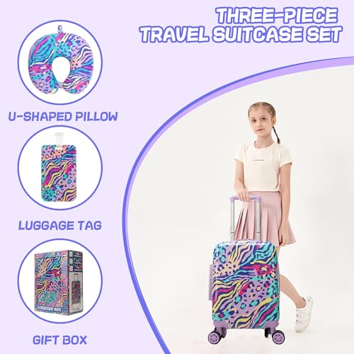 Image of Kids Luggage with Spinner Wheels Carry on Suitcases for Girls 2 Piece Luggage Sets 16 inch Toddler Suitcase for Kids Rolling Suitcase Airline Approved