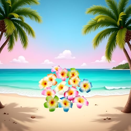 10 pinzas de cabello flores hawaianas multicolor 7cm miniatura 6