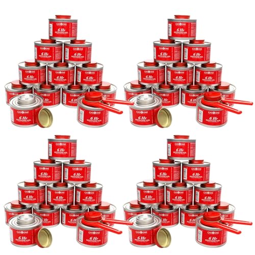 Image of Gas One 48 Pack 6 Hour Chafing Fuel - Food Warmer for Chafing Dish Buffet Set - Reusable Liquid Safe Fuel with Wick & Lid Opener