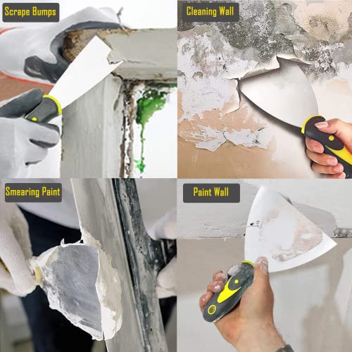 Putty Knife, 7Pcs Paint Scraper Spackle Knife, Putty Knife Set, Taping Knives, Metal Putty Scraper, Stainless Steel Scraper Tool For Spreading Drywall Spackle Mud, Taping, Paint, Wallpaper, Decals #TOP5